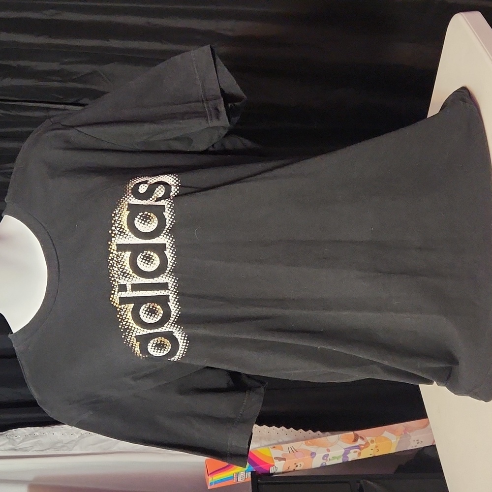 Adidas Black Tee with Subtle Gray Logo